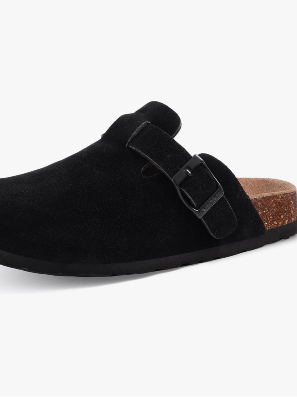 Black Suede Mule Clog with Buckle